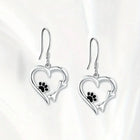 Aretes Colgantees en Plata con motif Corazón y Huella 5