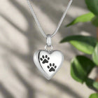 Collar Urna conmemorativa para mascotas - Colgante en forme de Corazón con gravure de Huella 1