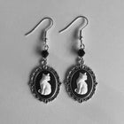 Aretes colgantes de gato blanco vintage - Joyería para mujer con montura plateada 3