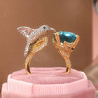 Anillo Colibrí ajustable Color aigue-marine - Plaqué oro 14K 4