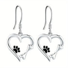 Aretes Colgantees en Plata con motif Corazón y Huella 3