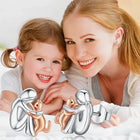 Aretes étreintes de Gato bicolores Plata y oro 3