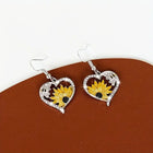 Aretes Colgantees Corazón Girasol y Abeja Boho vintage 4