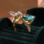 Anillo Colibrí ajustable Color aigue-marine - Plaqué oro 14K 2