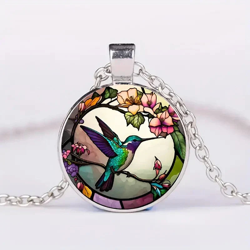 Collar Colgante dôme en verre Colibrí