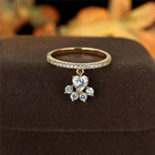 Anillo vintage Huella de Gato y pierre Corazón - Ton oro y Plata 4
