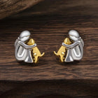 Aretes créoles bicolores Plata y oro 1