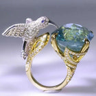 Anillo Colibrí ajustable Color aigue-marine - Plaqué oro 14K 1