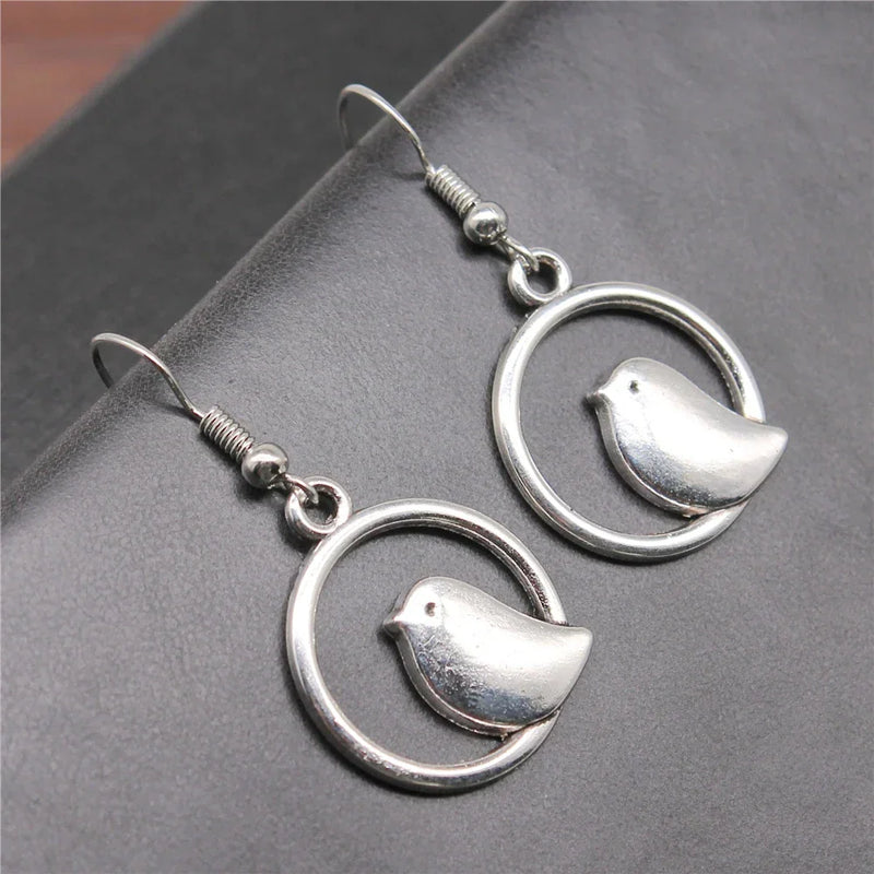Aretes Colgantees breloque oiseau vintage - Bijoux Bohemios faits main