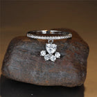 Anillo vintage Huella de Gato y pierre Corazón - Ton oro y Plata 5