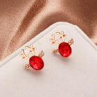 Aretes de cristal con reno festivo 2