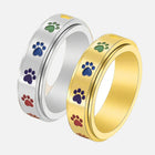 Anillo Huella anti-stress tournante - Acero inoxidable con Huellas Arcoíris 2