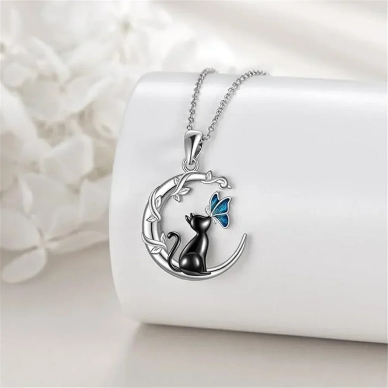 Collar Colgante Cristal Lune Gato Mariposa