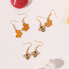 Aretes Abeja Doradoe y nid d'Abeja en cristal 5