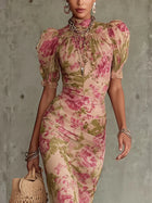 Eugenia Vestido Maxi con Estampado Floral Vintage Rosa y Mangas Abullonadas (Accesorios no incluidos) 2