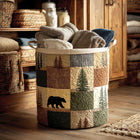 Cesto acolchado con bosque en patchwork 1