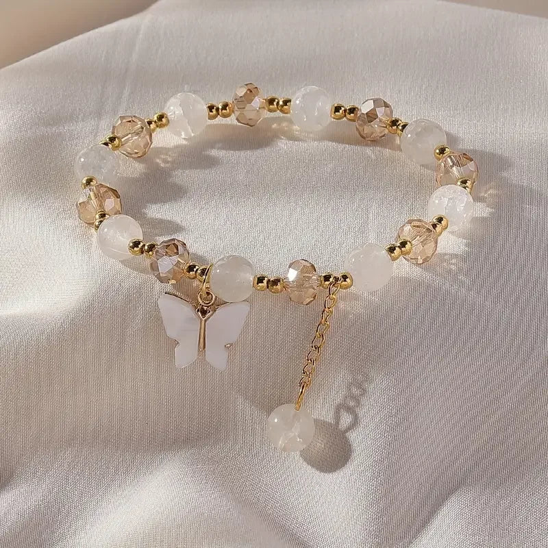 Hermoso Pulsera Extensible Perlé Mariposa