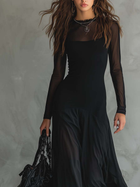 Neroa | Vestido maxi holgado de tul negro 2