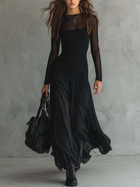 Neroa | Vestido maxi holgado de tul negro 1