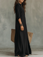 Soline™ | Vestido Maxi Negro Suelto con Botones 2