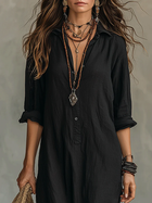 Soline™ | Vestido Maxi Negro Suelto con Botones 4