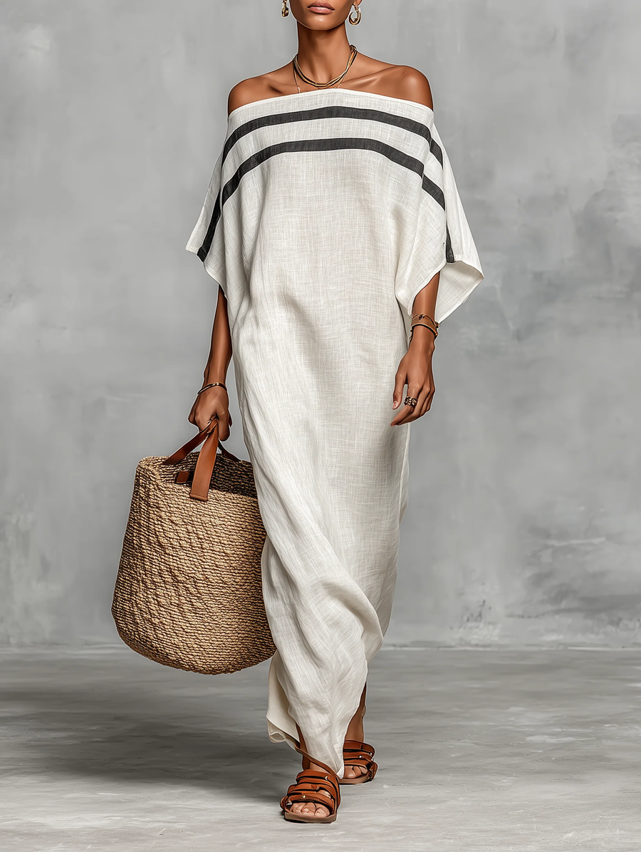Aveline™ | Vestido Maxi Off-Shoulder con Mangas Murciélago