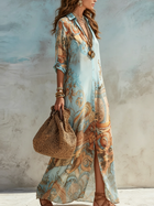 Valeria | Vestido Maxi con Estampado Floral Azul para Vacaciones 2