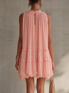 Magdalena Vestido Mini de Chiffon Rosa a Rayas con Escote Halter 2