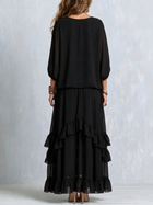 Elvira | Conjunto de Top de Gasa Negro con Escote en V y Flecos Combinado con Falda de Volantes en Capas 2