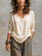 Costanza | Conjunto de Tres Piezas Beige y Gris, Casual en Capas, con Pantalón Palazzo, Elegante 2