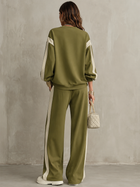 Sonia | Conjunto Casual de Sudadera Verde Oliva de Cuello Redondo y Pantalón Ancho con Cordón 2