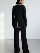 Claudia | Conjunto de Dos Piezas de Blazer con Ribete en Contraste Negro y Pantalón de Pierna Ancha 3