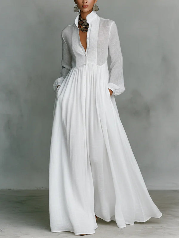 Leonie™ | Vestido Maxi Minimalista con Cuello Alto