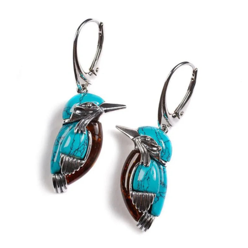 Aretes émaillées Colibrí Azul
