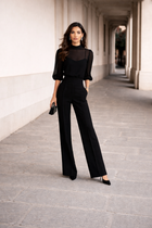 Valentina | Conjunto de tres piezas que incluye una camisola transparente y pantalones de pierna ancha. 1