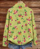 Constance™ | Cárdigan con Cierre y Estampado Floral Rosa sobre Verde Lima 4