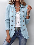 Cecilia | Chaqueta de Punto Azul Empolvado con Volantes 1