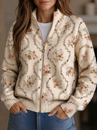 Persephone™ | Cárdigan con Estampado Floral Delicado de Enredadera en Crema 1