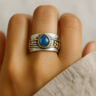 Inés - Anillo Vintage de Zafiro Azul Plata Bañada en Oro 3