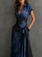 Camilla | Vestido Cruzado Midi Estampado Abstracto Azul 4