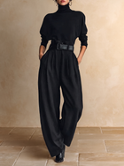 Ginevra | Conjunto de Cuello Alto Negro y Pantalón Recto 1