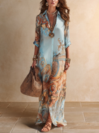Valeria | Vestido Maxi con Estampado Floral Azul para Vacaciones 1