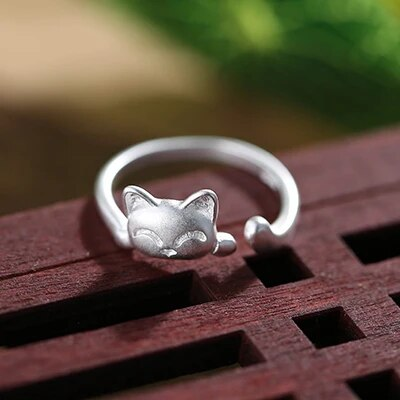 Anillo Gato vintage en Plata
