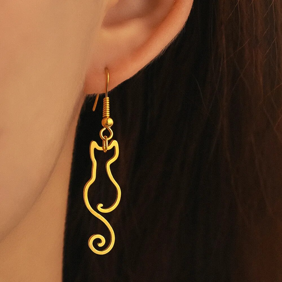 Aretes Gato vintage Doradoes