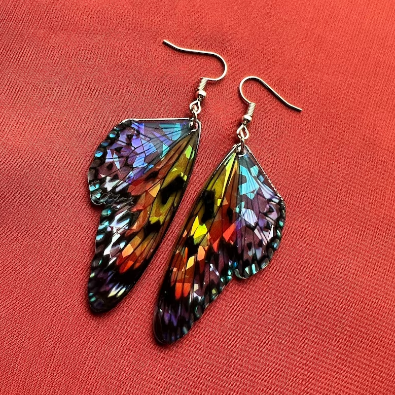 Aretes Mariposa vintage Ailes Colorées
