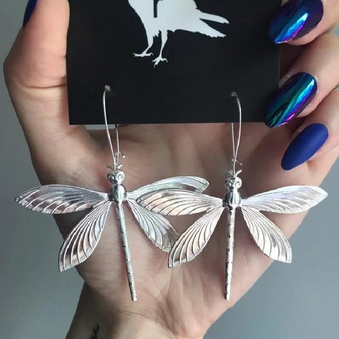 Aretes de libélula vintage en plata