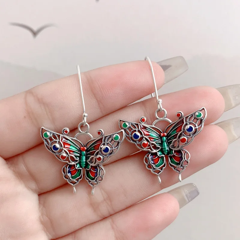Aretes Mariposa Colorées vintage