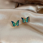 Aretes Mariposa en émail Azul 1