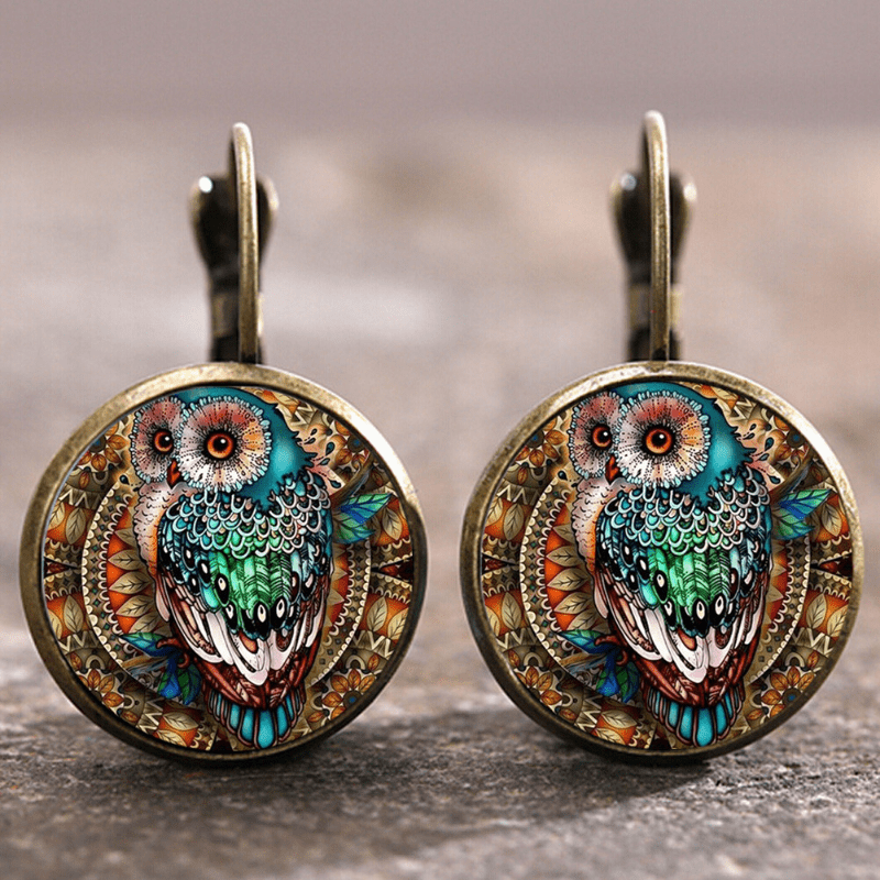 Aretes Búho vintage en cristal arrondi