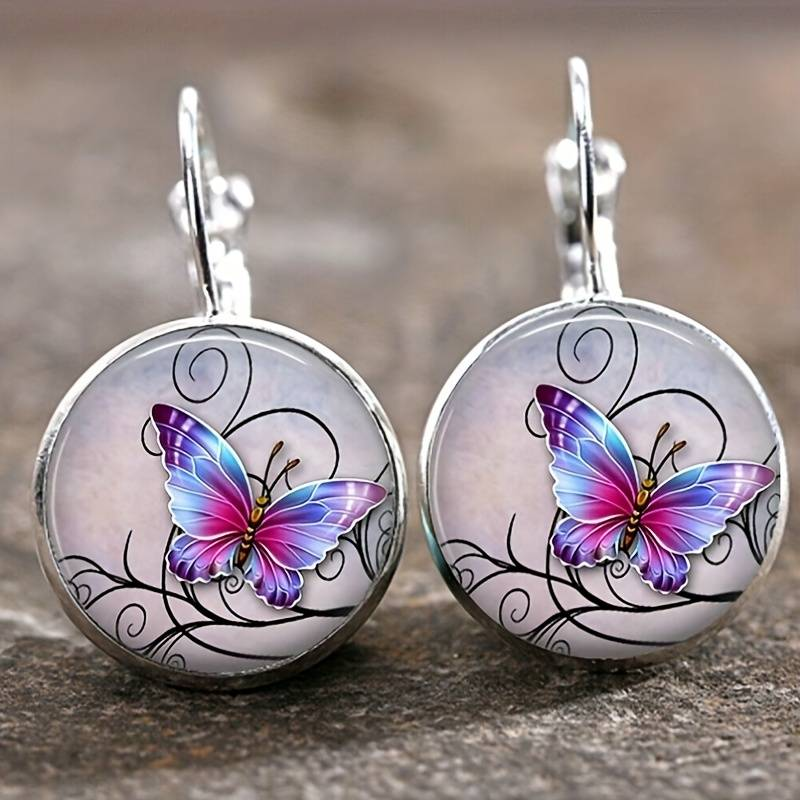 Aretes Mariposa vintage arrondies en cristal
